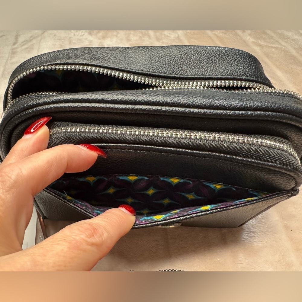 Christian Lacroix Black Crossbody Camera Bag Silver Logo w/ Detachable Mini Zip - Picture 5 of 8